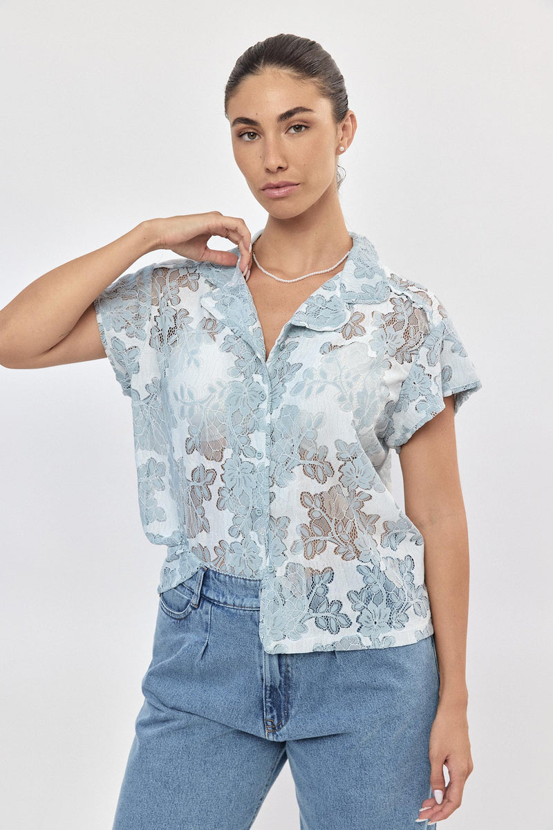 🍁Autumn 2024/2025 - Frida Shirt - Ice Blue lace