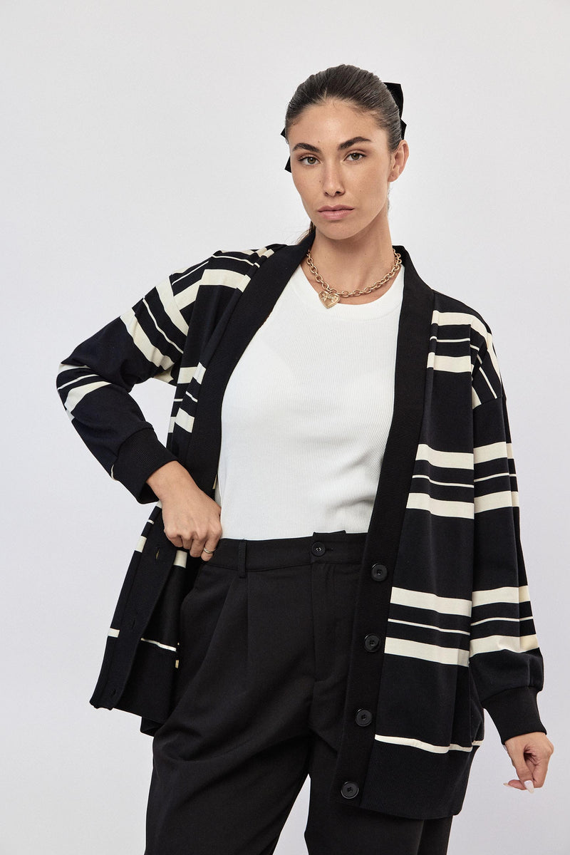 🧣Winter 2024/2025 - Saba Cardigan -  Black with striped