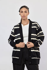 🧣Winter 2024/2025 - Saba Cardigan -  Black with striped