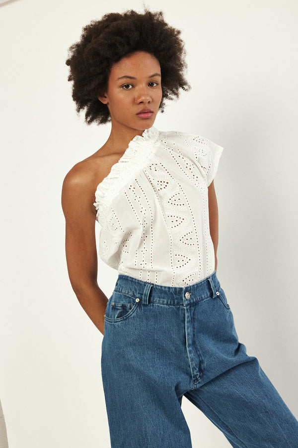 🪻Summer 2024- Phili - one shoulder -One Shoulder top - White lace 🕸️