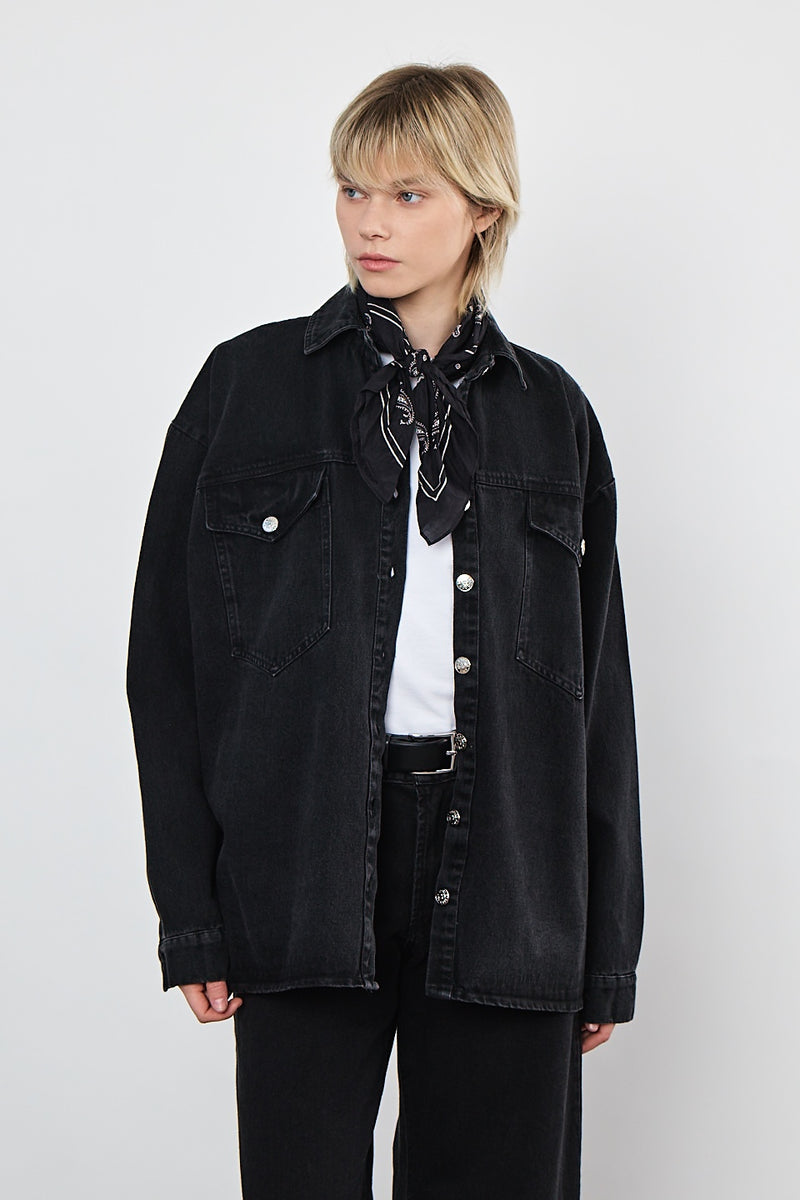 🌿Spring 2025 - Western  Shirt - Washed 🧽 Black Denim