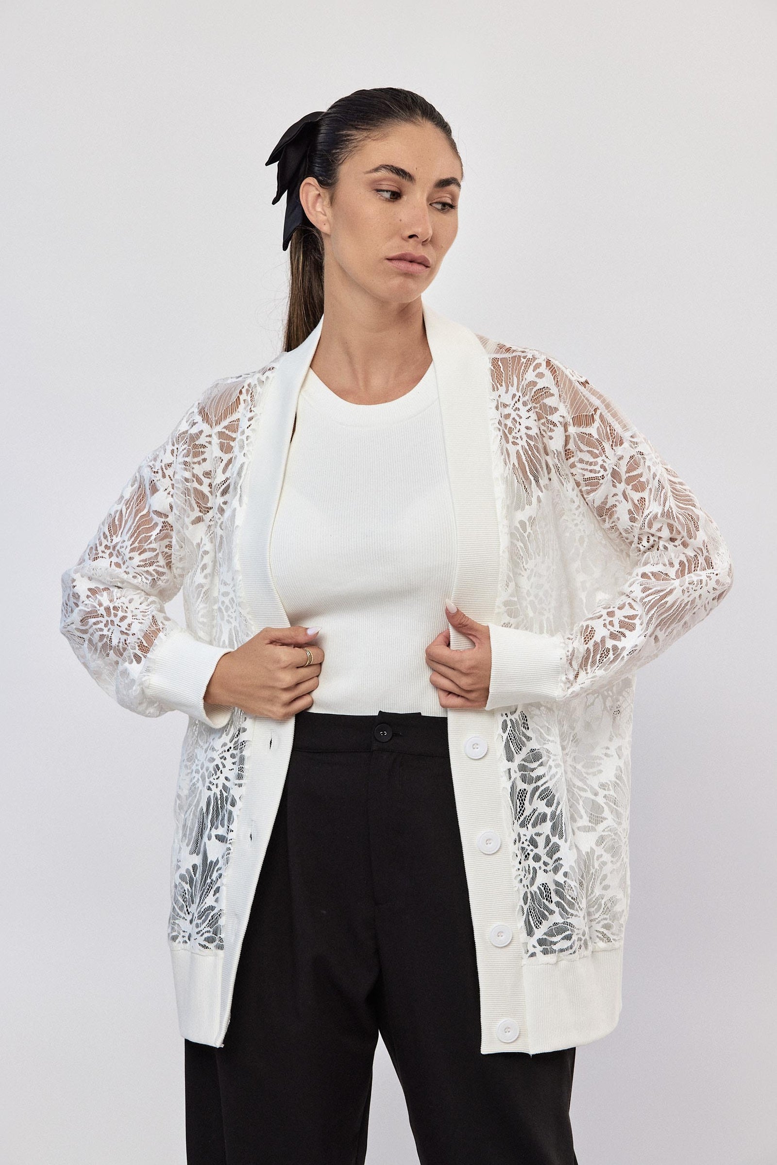 Winter 2024 2025 Saba Cardigan White lace Stella and Lori