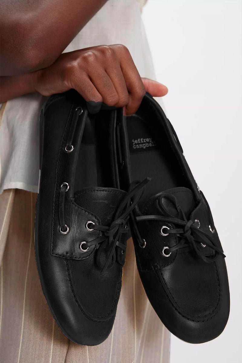 Yachting 🛥️ Boat Shoes by JEFFREY CAMPBELL - Black 🐦‍⬛