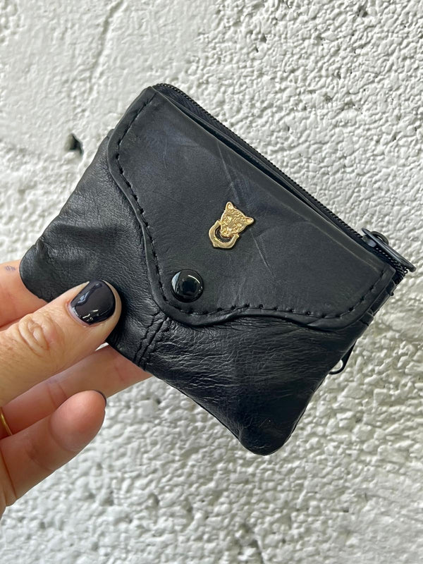 Genuine leather small wallet with tiger detail 🐯