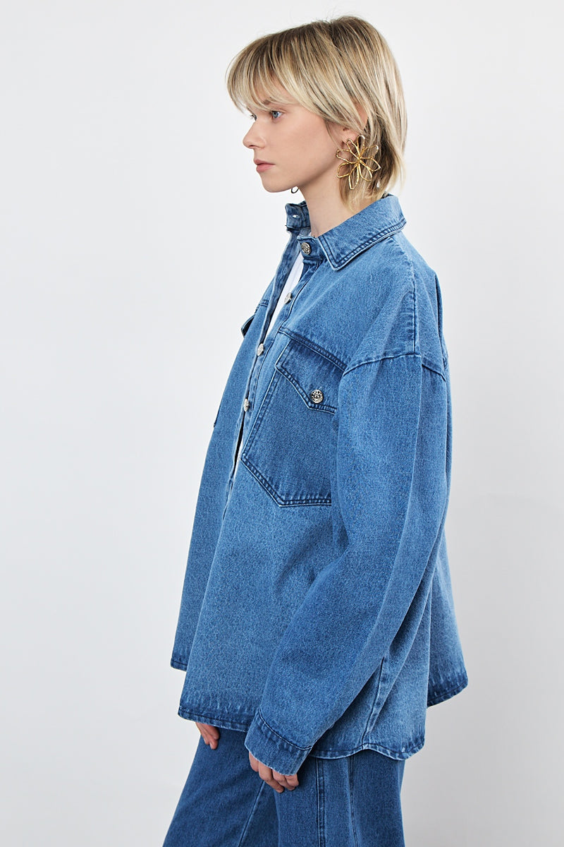 🌿Spring 2025 - Western  Shirt - Light Blue Denim