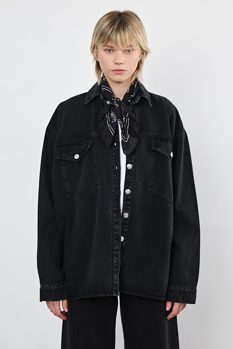 🌿Spring 2025 - Western  Shirt - Washed 🧽 Black Denim